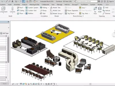 3d mode Furniture revit 2018 3D model