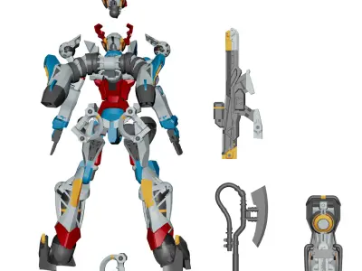 Gundam GQuuuuuuX 3DModel NoRig NoTexture   Low-poly 3D model