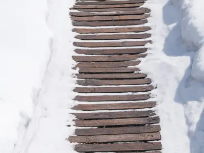 Wooden trail in winter 3D model