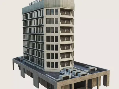 Building Skyscraper City Town Downtown Office Space Work Street Low-poly 3D model