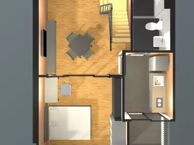 Apartment room in plan cut 25-65 3D model