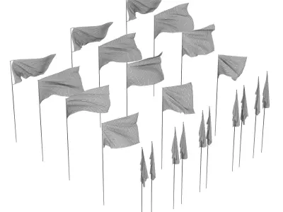 USA flags in the wind 3D model