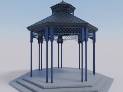 Metal garden gazebo pavilion or kiosk PBR 3D model