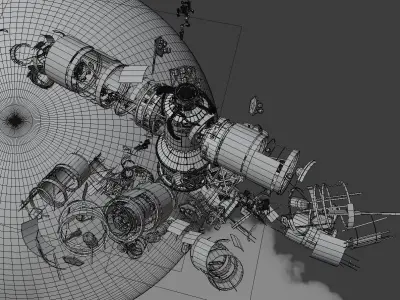 Abandoned SpaceStation Low-poly 3D model
