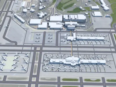 Cincinnati  Northern Kentucky Airport 10km Low-poly 3D model