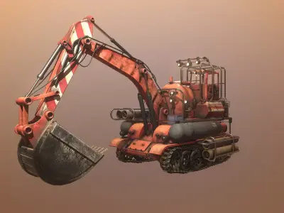 Next generation cyber excavator Low-poly 3D model