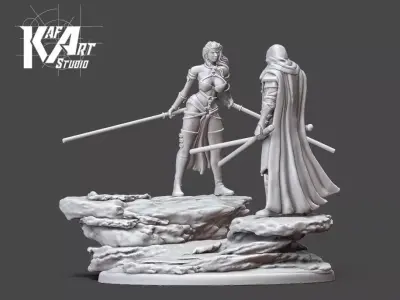 Duellist diorama - 35mm scale 3D print model