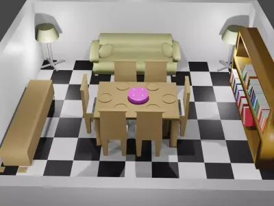 Dinning room Free low-poly 3D model