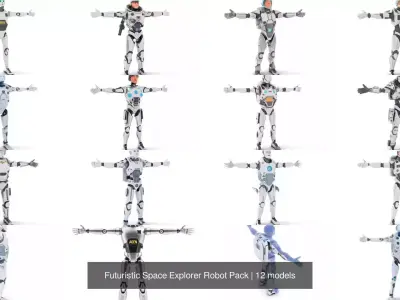 Futuristic Space Explorer Robot Pack