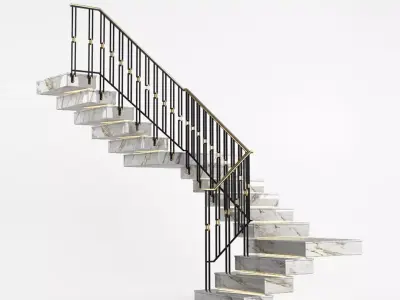 Modern interior stair Art Deco marble  3D model