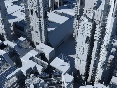 Futuristic Sci-Fi Skyscrapers 001 3D model