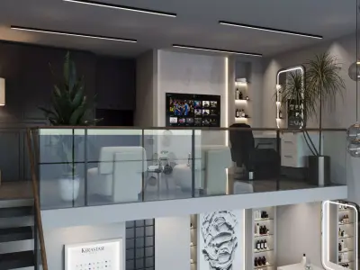 Barber Shop Interior Scene 3d Model 3D model