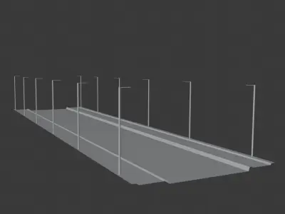 Road 3d model at night with street lights Free 3D model