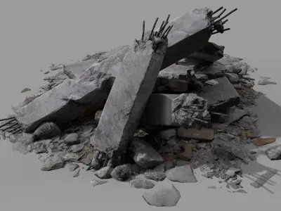 Ruined Debris 05 Low-poly 3D model