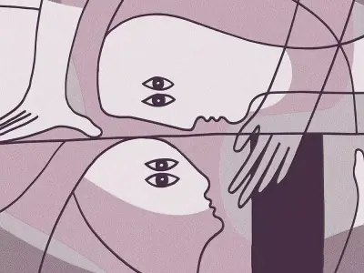 Abstract Dual Faces Mural Texture  Texture