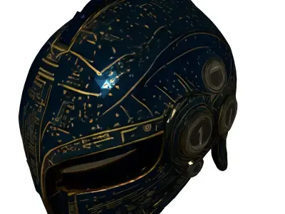 SciFi Warrior Helmet with Runes Low-poly 3D model