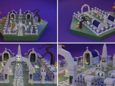 Low Poly Mystical Halloween Set Low-poly 3D model