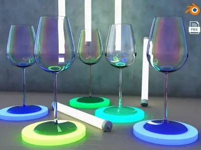 3D Cocktail glasses collection Prosecco elegant royal tableware  3D model