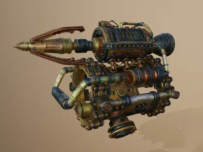 Next generation stylized harpoon gloves Low-poly 3D model