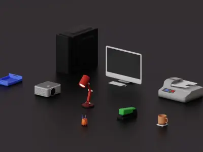Office Props Softpack Low-poly 3D model