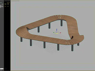 Triangular Curved Bench for Parks and Urban Spaces 3D model