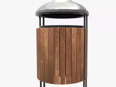 Modern Timber Street bin Vol 04 Game Ready PBR Low-poly 3Dmodel Low-poly 3D model
