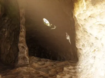 Cave V1  - Underground Tunnel Environment with Vegetation 3D model