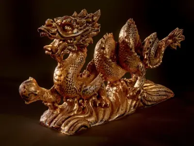 Statue dragon Low-poly 3D model