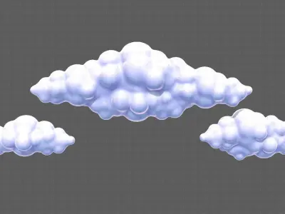 Clouds cartoon V03 Low-poly 3D model