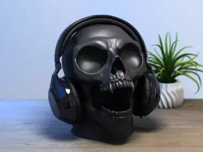 Scream Skull Headphone Stand Cyborg Headset Stand 3D print model