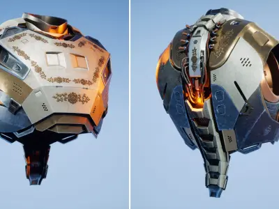 Mechanical Chest Torso Robot with Cables Carvings 3D model 3D model