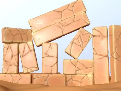 Stylized Cartoon Rock Sand Pack Low-poly 3D model