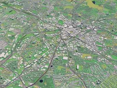 Birmingham England UK 30x30km 3D City Map 3D model