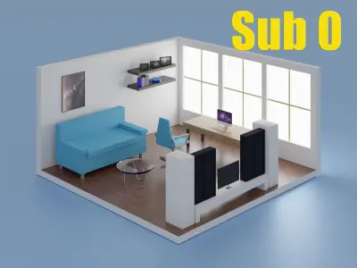 Stylized BedRoom Modular Low poly - 25 Assets Low-poly 3D model