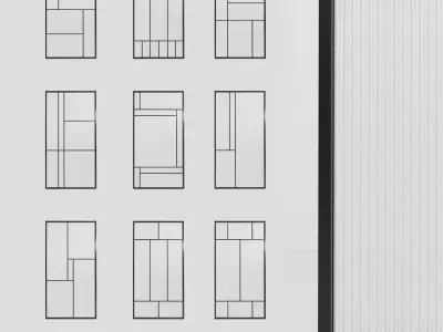 1 Glass partition door Set  9 partition models 3D Model Pack