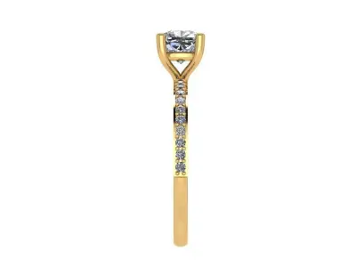 Ring132 gold engagement ring with cushion cut diamond 3D print model