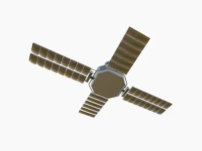 Satellite H03 White Blue - SciFi Space Design Low-poly 3D model