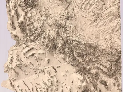 Arizona State 3D Topographic  Terrain Map Model 3D model