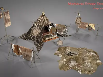 Medieval Ethnic Tent Set  3D model