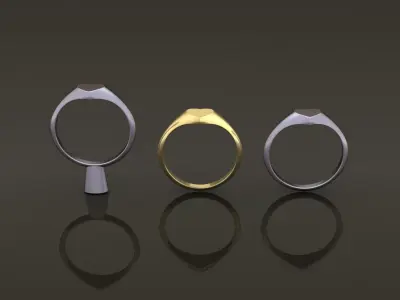 Dainty Thin Signet Heart Round Mix Size 3D print model