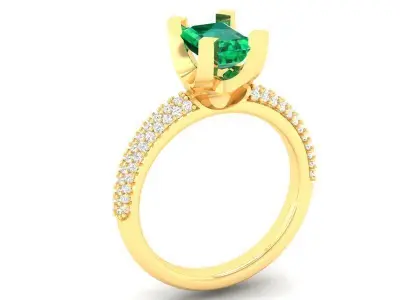 Elegant Emerald Cut Solitaire Ring for Women  449 3D print model