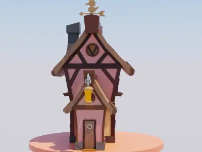 Stylized Fantasy House Low-Poly Game Ready Low-poly 3D model