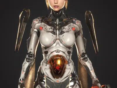 3d Cyberpunk Girl - Game Ready and Recordings Low-poly 3D model