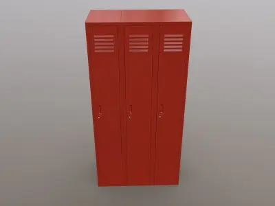 PBR School Gym Locker 03 - Red Low-poly 3D model