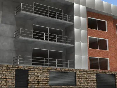 Three-storey apartment building 3D model