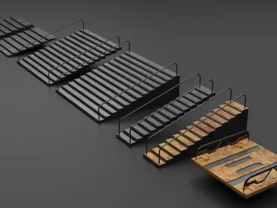 3d low poly modular sci-fi stairs designs 3D model