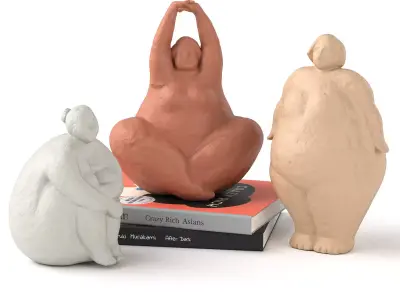 Figurine statue of woman in yoga pose 3D model