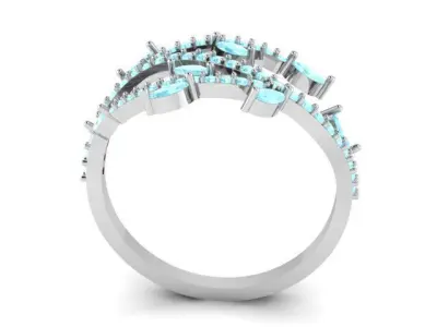 silver ring with turquoise gems a symbol of nature 3D print model