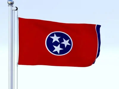 Animated Tennessee Flag Low-poly 3D model