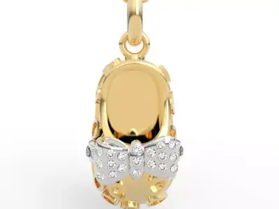 Diamond Bow Baby Bootie Necklace 3D print model